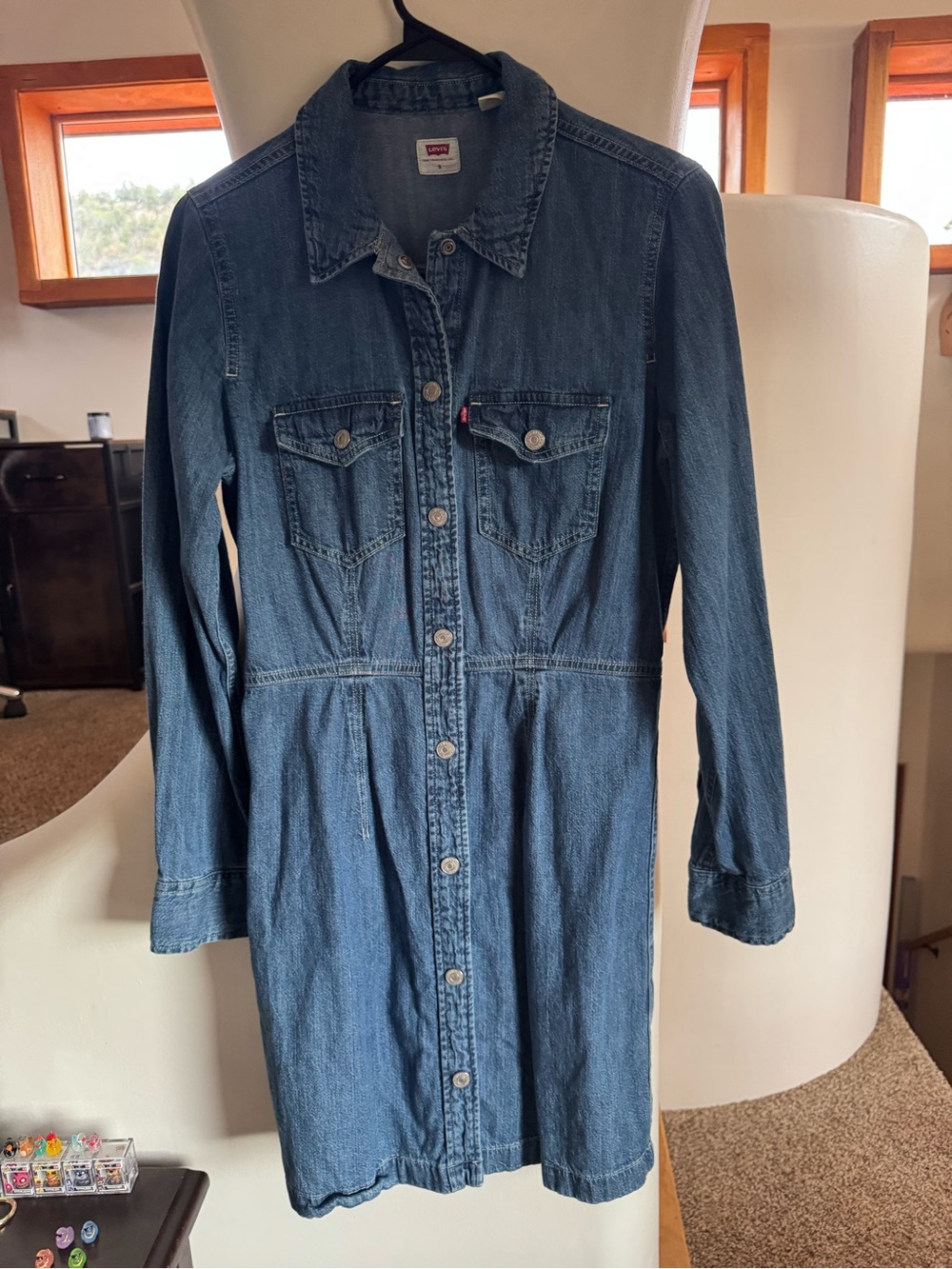 Levi's Women's Classic Blue Denim Button-Front Jacket Dress